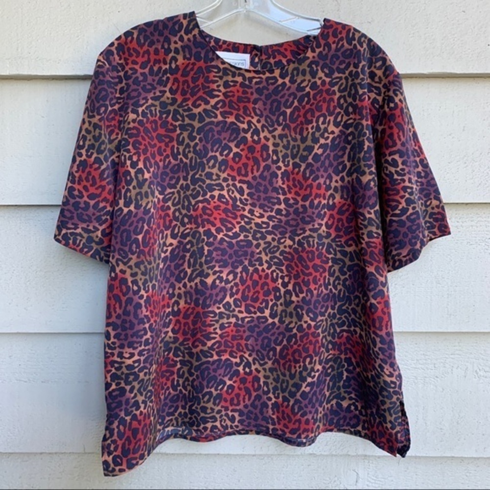 Vintage 90s Impressions of CA Leopard Blouse Sz L